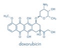 Doxorubicin cancer chemotherapy drug molecule. Skeletal formula.