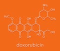 Doxorubicin cancer chemotherapy drug molecule. Skeletal formula.