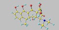 Doxycycline molecular structure isolated on grey