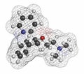 Doxylamine antihistamine drug molecule. Also used as over-the-counter (OTC) sedative. Atoms are represented as spheres with