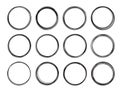 Dozen black round grunge vector templates for rubber stamps