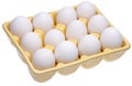 Dozen Eggs in Yellow Open Carton