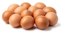 A dozen fresh brown chicken eggs are piled high Royalty Free Stock Photo