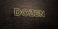 DOZEN -Realistic Neon Sign on Brick Wall background - 3D rendered royalty free stock image