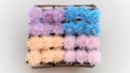 A dozen of tulle flowers handmade craft for decoration and embellishment