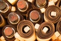 Dozens of brown paper rolls in display Royalty Free Stock Photo