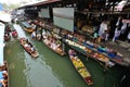 Dozens of tourists at Damonen Saduak floating market Royalty Free Stock Photo