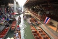 Dozens of tourists at Damonen Saduak floating market Royalty Free Stock Photo