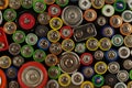 Dozens of types, sizes, colors of used batteries and accumulators. Preparations for recycling or utilization