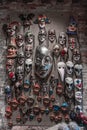 Dozens of Venetian colorful traditional Carnaval masks hanging on a wall Royalty Free Stock Photo