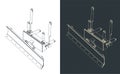 Dozer blade hydraulic system isometric blueprints