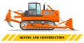 Dozer. Bulldozer. Detailed illustration of heavy mining machine and construction equipment. Vector illustration