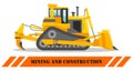 Dozer. Bulldozer. Detailed illustration of heavy mining machine and construction equipment. Vector illustration.