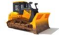 Dozer heavy construction machinery 3D rendering on white background