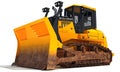 Dozer heavy construction machinery 3D rendering on white background