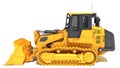 Dozer heavy construction machinery 3D rendering on white background