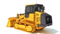 Dozer heavy construction machinery 3D rendering on white background