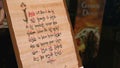 Elvish manuscript text written on silk parchment created by Tolkien