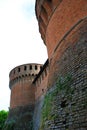 Dozza Sforza castle turret bricks near Imola, Bologna, Italy. Royalty Free Stock Photo