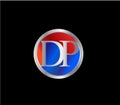 DP Initial circle shape Red Blue Silver color later Logo Design