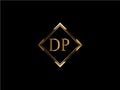 DP Initial diamond shape Gold color later Logo Design