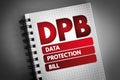 DPB - Data Protection Bill acronym Royalty Free Stock Photo