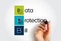 DPB - Data Protection Bill acronym with marker, technology concept background Royalty Free Stock Photo