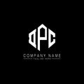 DPC letter logo design with polygon shape. DPC polygon and cube shape logo design. DPC hexagon vector logo template white and Royalty Free Stock Photo