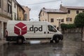 DPD logo on a delivery truck in Koper center.