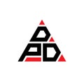 DPD triangle letter logo design with triangle shape. DPD triangle logo design monogram. DPD triangle vector logo template with red Royalty Free Stock Photo