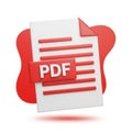 3DPDF Document Icon with Red Abstract Shape Keywords: PDF, document, file, format, icon Royalty Free Stock Photo
