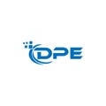 DPE letter logo design on white background. DPE creative initials letter logo concept. DPE letter design Royalty Free Stock Photo