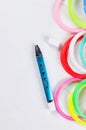 3Dpen and colorful rainbow plastic PLA Royalty Free Stock Photo