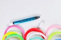 3Dpen and colorful rainbow plastic PLA Royalty Free Stock Photo