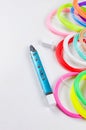 3Dpen and colorful rainbow plastic PLA Royalty Free Stock Photo