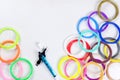 3Dpen and colorful rainbow plastic PLA Royalty Free Stock Photo