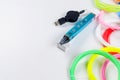 3Dpen and colorful rainbow plastic PLA Royalty Free Stock Photo