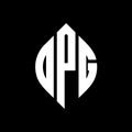 DPG circle letter logo design with circle and ellipse shape. DPG ellipse letters with typographic style. The three initials form a Royalty Free Stock Photo