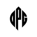 DPG circle letter logo design with circle and ellipse shape. DPG ellipse letters with typographic style. The three initials form a Royalty Free Stock Photo