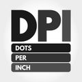 DPI - Dots Per Inch acronym, technology concept background