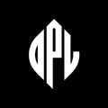 DPL circle letter logo design with circle and ellipse shape. DPL ellipse letters with typographic style. The three initials form a Royalty Free Stock Photo