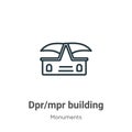 Dpr/mpr building outline vector icon. Thin line black dpr/mpr building icon, flat vector simple element illustration from editable Royalty Free Stock Photo