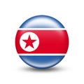 DPRK country flag in sphere with white shadow