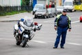 DPS police inspector near a motorcycle