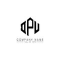 DPU letter logo design with polygon shape. DPU polygon and cube shape logo design. DPU hexagon vector logo template white and Royalty Free Stock Photo
