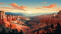 Lofi Bryce Canyon National Park Landscape Illustration In Rich Colors Royalty Free Stock Photo