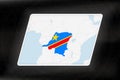 DR Congo Highlighted in Flag Colors on Geographic Map Royalty Free Stock Photo