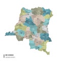 DR Congo higt detailed map with subdivisions Royalty Free Stock Photo