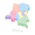 DR Congo region map: colorful isometric top view.