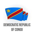 DR Congo vector flag. Bended flag of DR Congo, realistic vector illustration